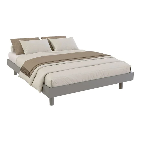 ABC MEUBLES Sommier à Lattes 140x190 Kit Noé En Bois Massif, Gris