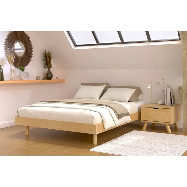 ABC MEUBLES Sommier à Lattes 140x190 Kit Noé En Bois Massif, Miel