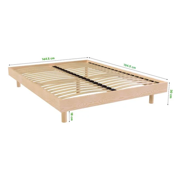 ABC MEUBLES Sommier à Lattes 140x190 Kit Noé En Bois Massif, Noir