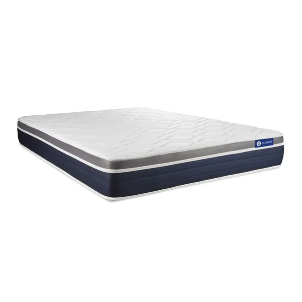 ACTISOM Ensemble Actiflex Confort Matelas Ressorts Ensachés+mémoire De Forme 160x200 + Sommier Kit Gris +2o