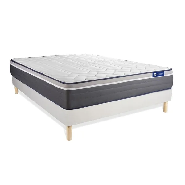 ACTISOM Ensemble Matelas Latex Et Mémoire De Forme 160x200 Actilatex Plus Ep:26 Cm - Sommier Kit Blanc