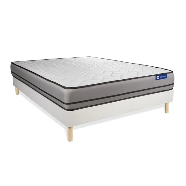 ACTISOM Ensemble Matelas Mémoire De Forme 140x190 Actimemo Night Ep:20 Cm - Sommier Kit Blanc