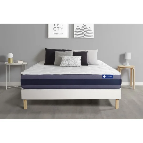 ACTISOM Ensemble Matelas Mémoire De Forme 180x200 Actimemo Morpho Ep:24 Cm - Sommier Kit Blanc