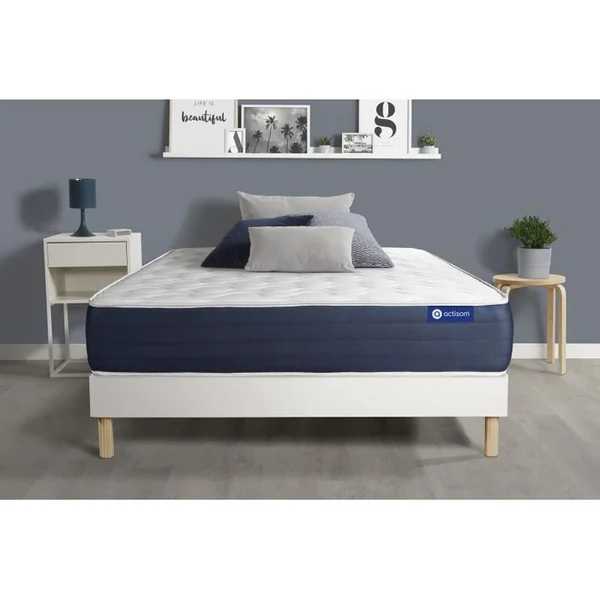 ACTISOM Ensemble Matelas Ressorts Ensachés Et Mémoire De Forme 160x200 Actiflex Sleep Ep:22 Cm - Sommier Kit