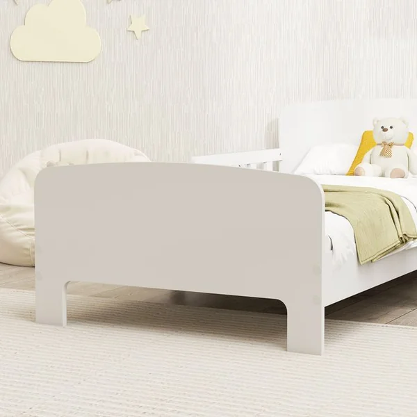 AIYAPLAY Lit Enfant Design Maison - Tête De Lit, Sommier Lattes Inclus - Mdf Blanc 90x190