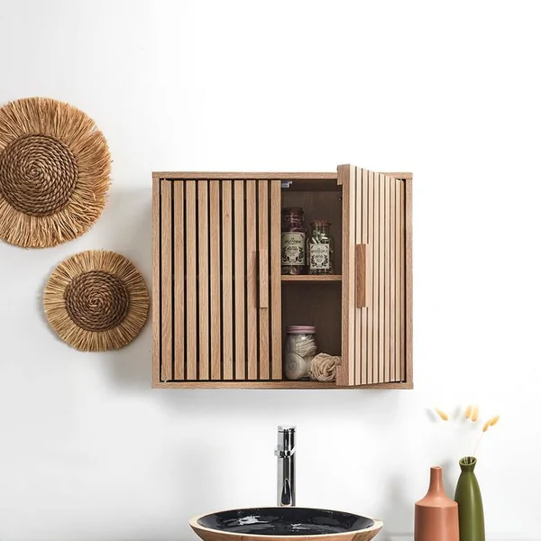 ALTOBUY Armoire Murale 2 Portes Effet Bois Avec Tasseaux - Pajan