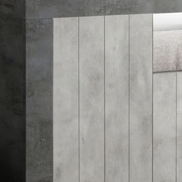 ALTOBUY Buffet 3 Portes 1 Niche Gris Aspect Cimento Et Oxyde - Paolino
