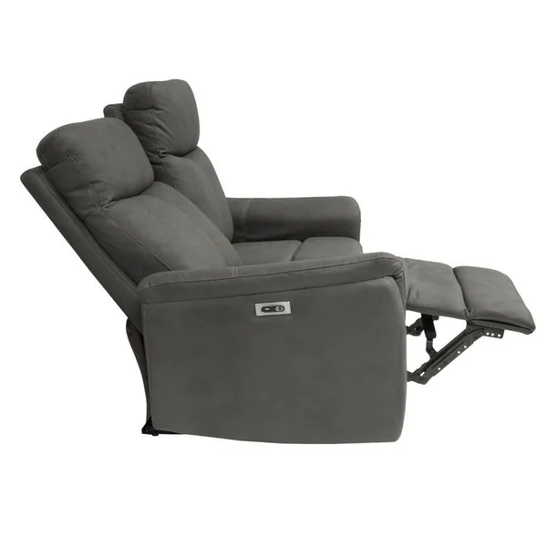 ALTOBUY Canapé 2 Places Relax électrique Tissu Polyester Imitation Cuir Gris Foncé - Giacomo