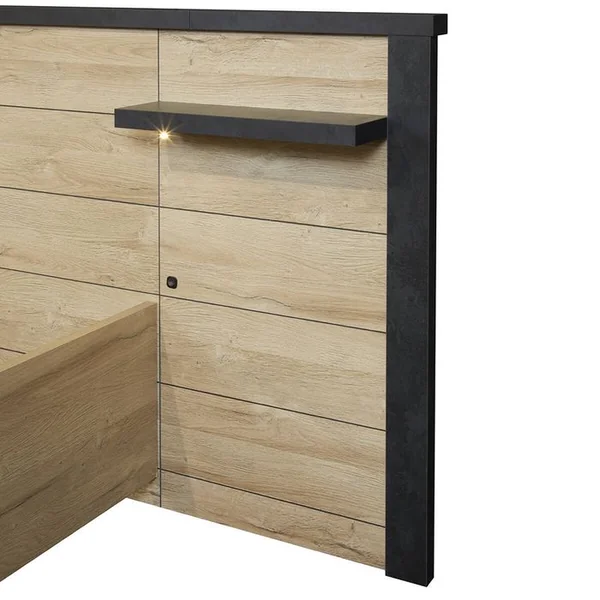ALTOBUY Chambre 180x200cm + Tête De Lit Avec LEDs + Chevets + Commode - Siwa
