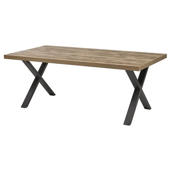 ALTOBUY Ensemble Séjour Aspect Bois Et Métal Avec Table 230cm - Jenna