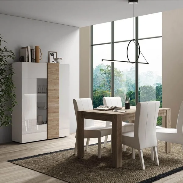 ALTOBUY Ensemble Séjour Blanc Et Aspect Bois Finition Cadiz - Vesuvio Blanc