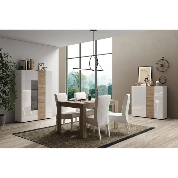 ALTOBUY Ensemble Séjour Blanc Et Aspect Bois Finition Cadiz - Vesuvio Blanc