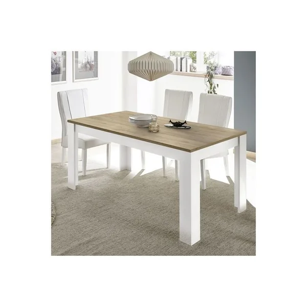 ALTOBUY Ensemble Séjour Blanc Et Aspect Chêne Finition Cadiz Avec LED - Isalia