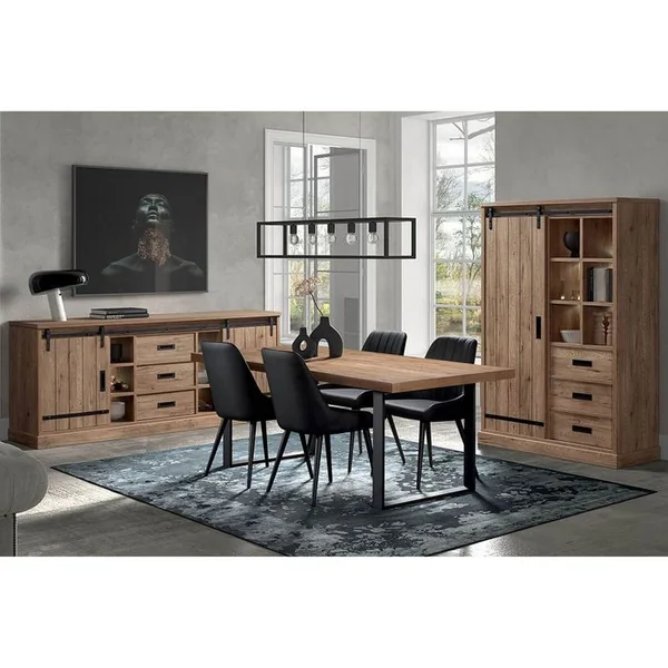 ALTOBUY Ensemble Séjour Industriel Complet Avec Table 230cm Piètement U - Cedra
