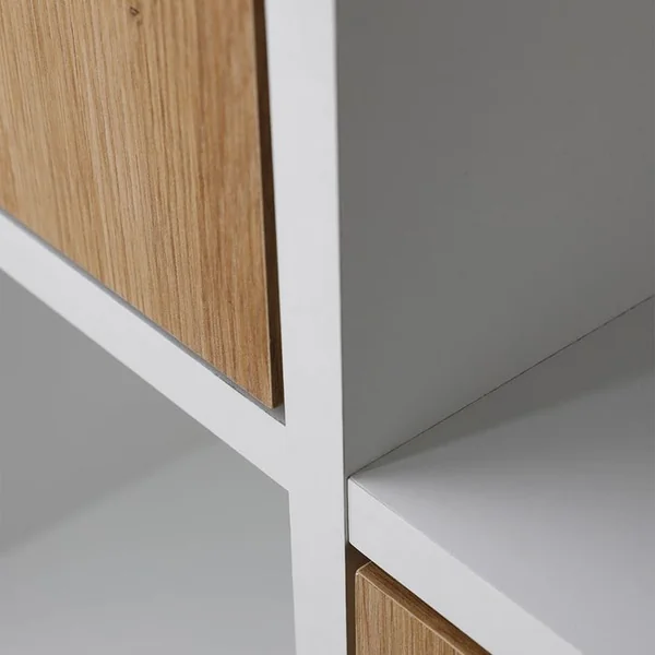 ALTOBUY Meuble 2 Portes 2 Niches Blanc Et Effet Bois - Ophely