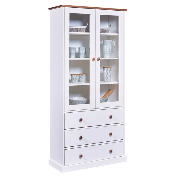 ALTOBUY Vitrine 2 Portes 3 Tiroirs En Mdf Laqué Blanc - Socoa