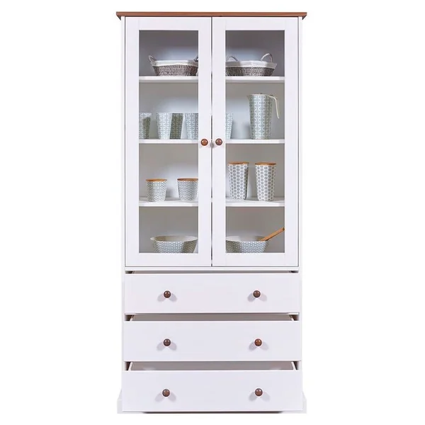 ALTOBUY Vitrine 2 Portes 3 Tiroirs En Mdf Laqué Blanc - Socoa