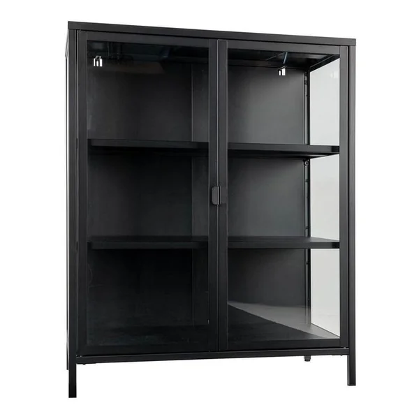 ALTOBUY Vitrine 2 Portes Verre Et Acier Noir H101cm - Hendra