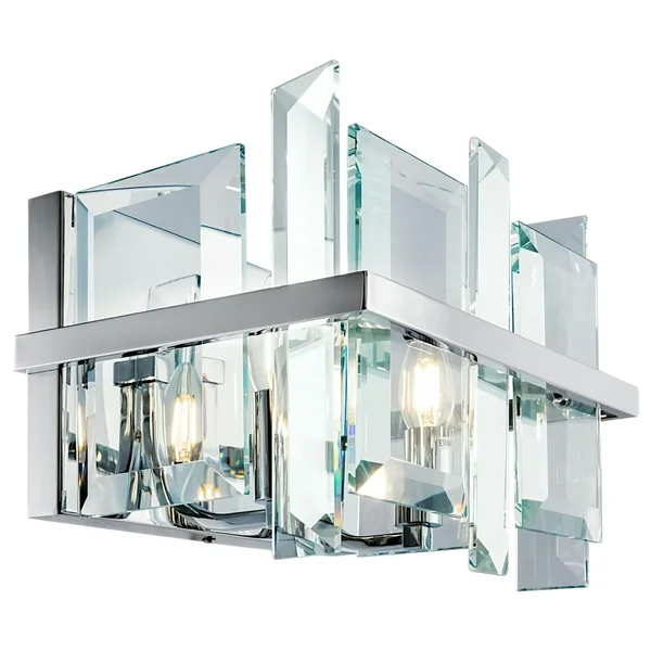 Applique murale moderne en verre forme cube 2 ampoules MODENE