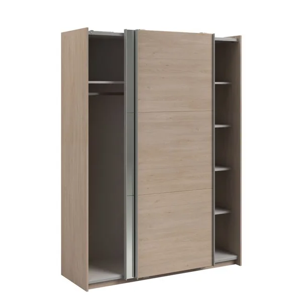 Armoire 2 portes couli. L.150 SWING imitation chêne et miroir