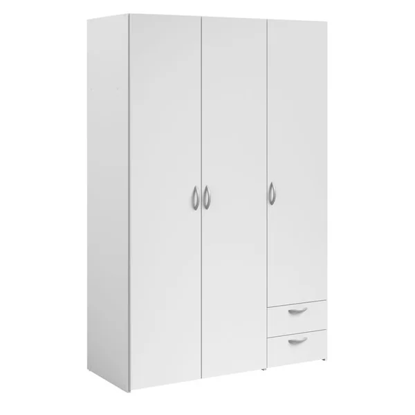 Armoire 3 portes 2 tiroirs L. 120 cm DAILY Blanc