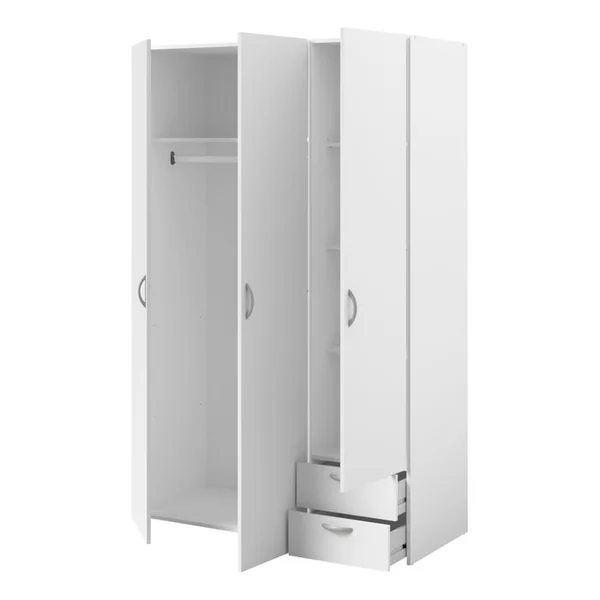 Armoire 3 portes 2 tiroirs L. 120 cm DAILY Blanc