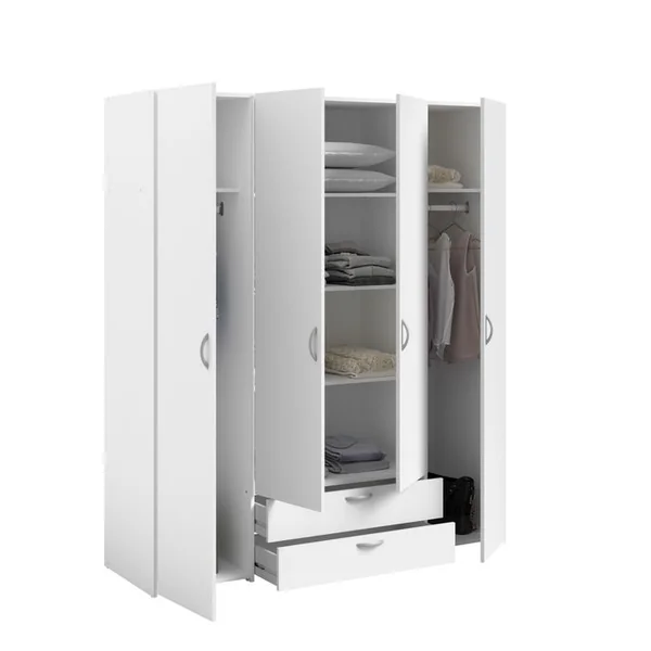 Armoire 4 portes 2 tiroirs L. 160 cm DAILY blanc