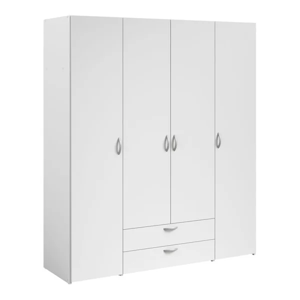 Armoire 4 portes 2 tiroirs L. 160 cm DAILY blanc