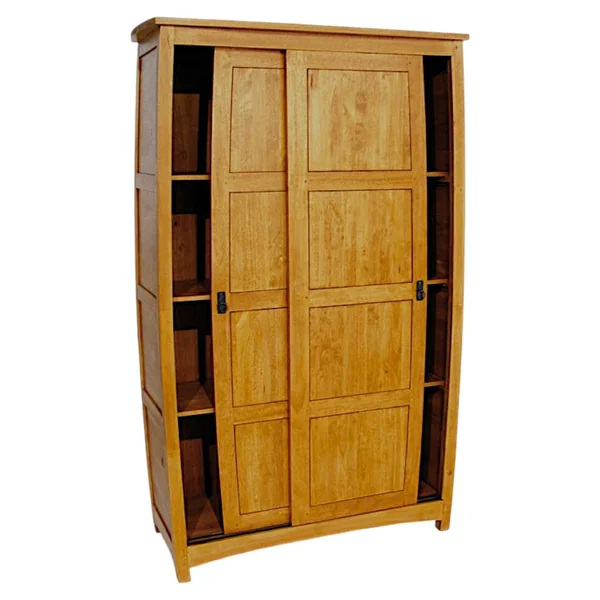Armoire galbée Hévéa 2 portes coulissantes 120x50x195cm MAORI TRADITION