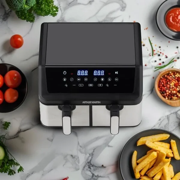 ARTHUR MARTIN Friteuse Sans Huile - Airfryer - 2 Cuves De 4,5l - 2000w - 8 Programmes
