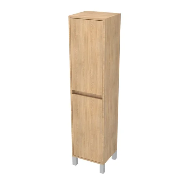 AURLANE Colonne De Rangement Chêne Clair Sur Pieds - Hauteur 160 Cm - 2 Portes - Xenos