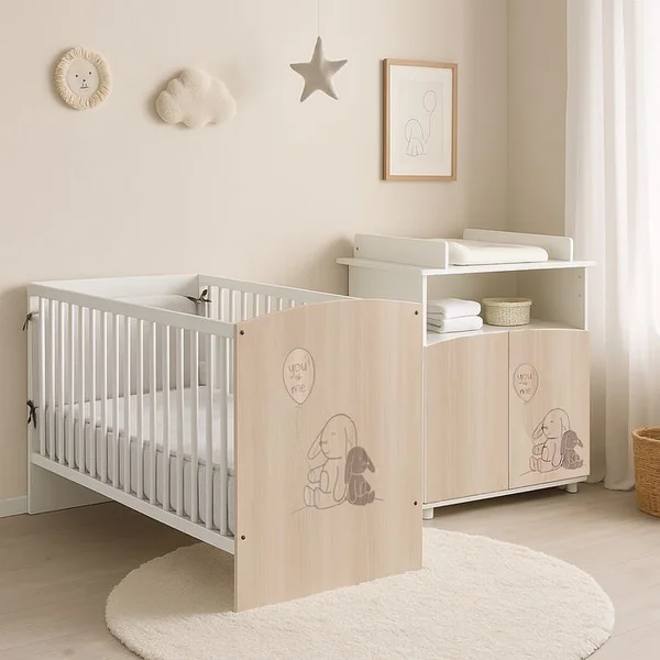 BABY PRICE Commode à Langer 2 Portes Et Une Niche Décor Bois