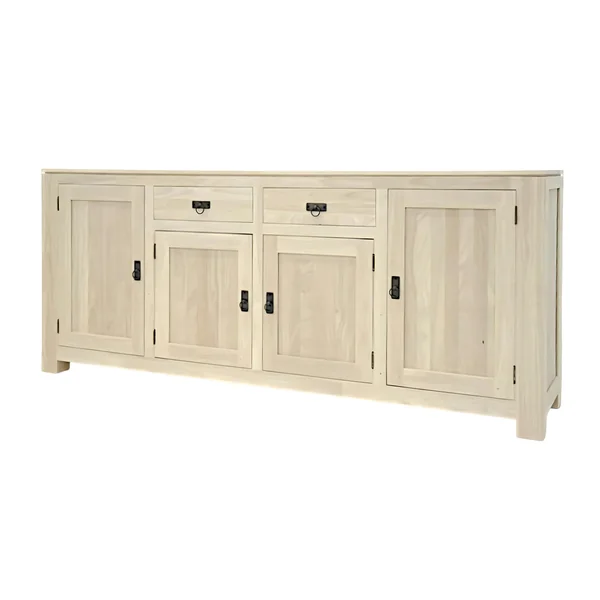 Bahut enfilade moderne exotique hévéa 4 portes 200cm OLGA