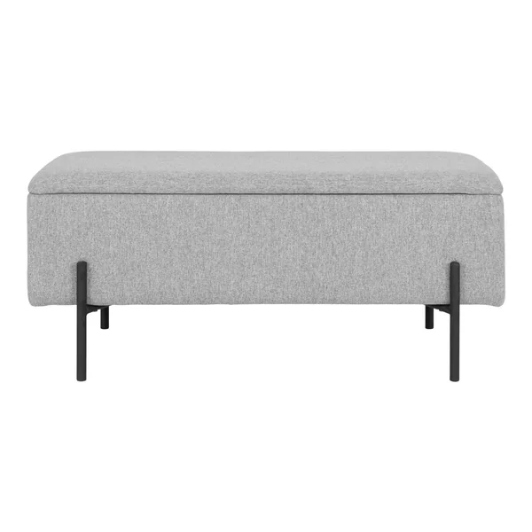 Banc coffre gris clair avec pieds en métal noir BRUGES
