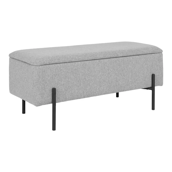Banc coffre gris clair avec pieds en métal noir BRUGES