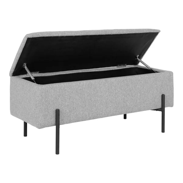 Banc coffre gris clair avec pieds en métal noir BRUGES
