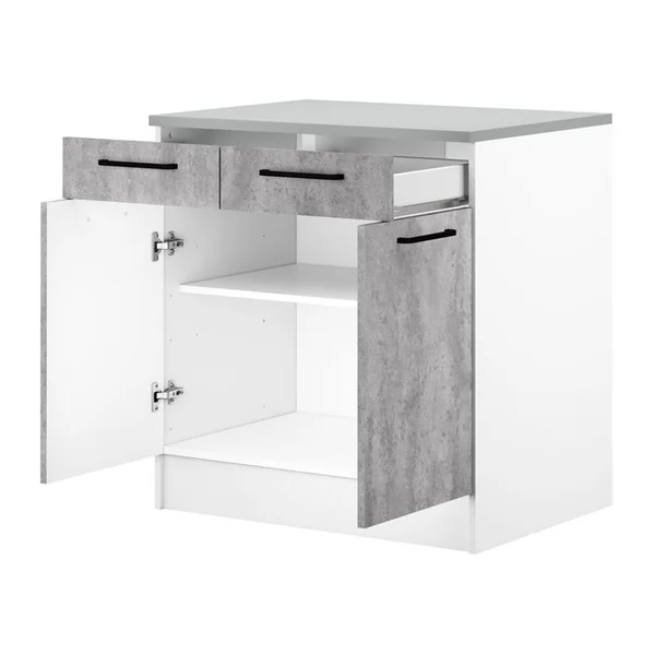 Bas 80 cm 2 portes 2 tiroirs MALICE gris béton
