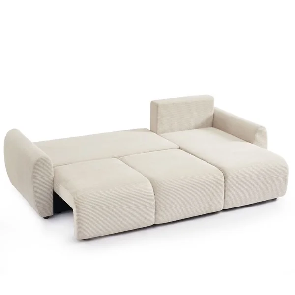 BAÏTA Canapé D'angle Convertible Et Réversible 4 Places Danilo Velours Côtelé Beige