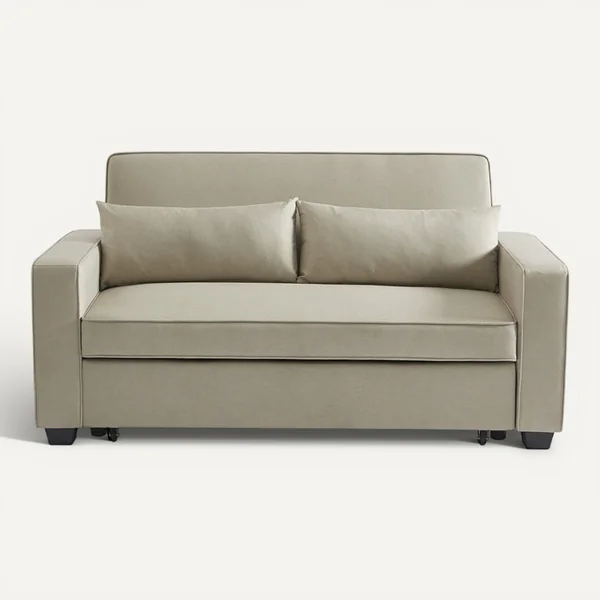 BAÏTA Canapé Droit Lena Convertible Tissu Grège 3 Places
