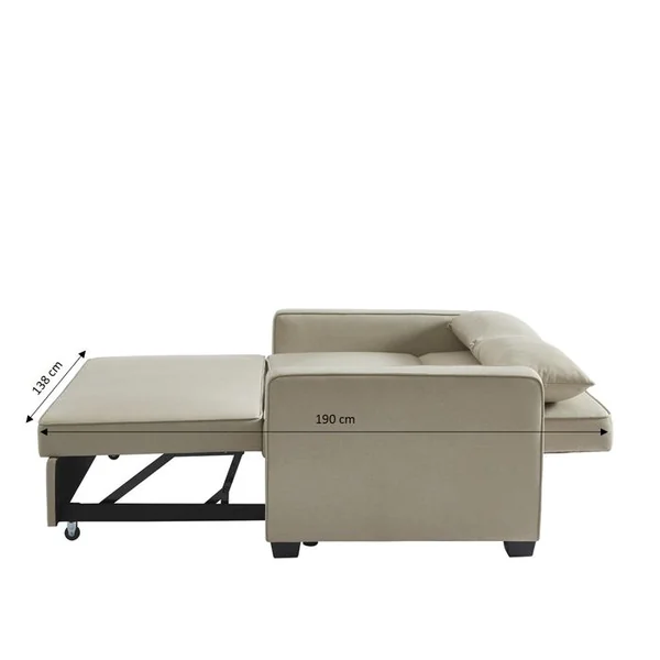 BAÏTA Canapé Droit Lena Convertible Tissu Grège 3 Places