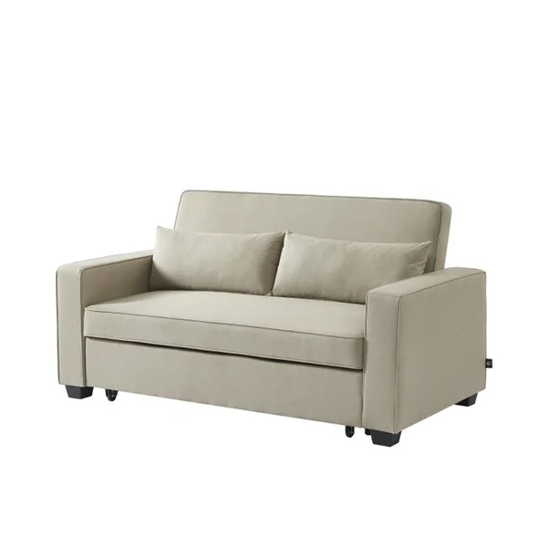 BAÏTA Canapé Droit Lena Convertible Tissu Grège 3 Places