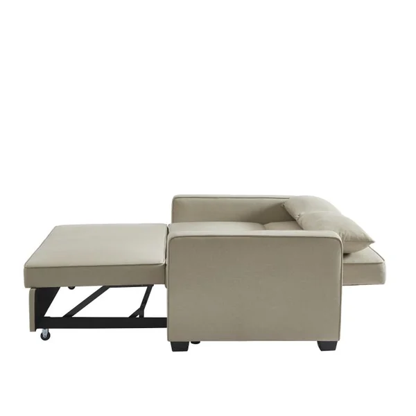 BAÏTA Canapé Droit Lena Convertible Tissu Grège 3 Places