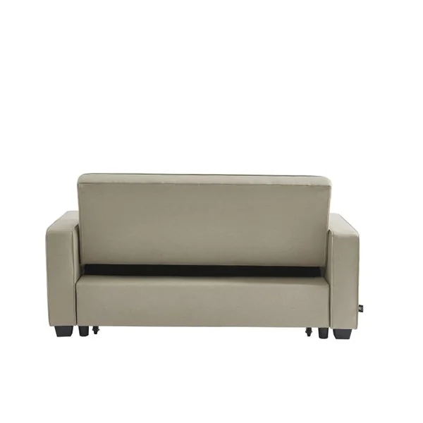 BAÏTA Canapé Droit Lena Convertible Tissu Grège 3 Places