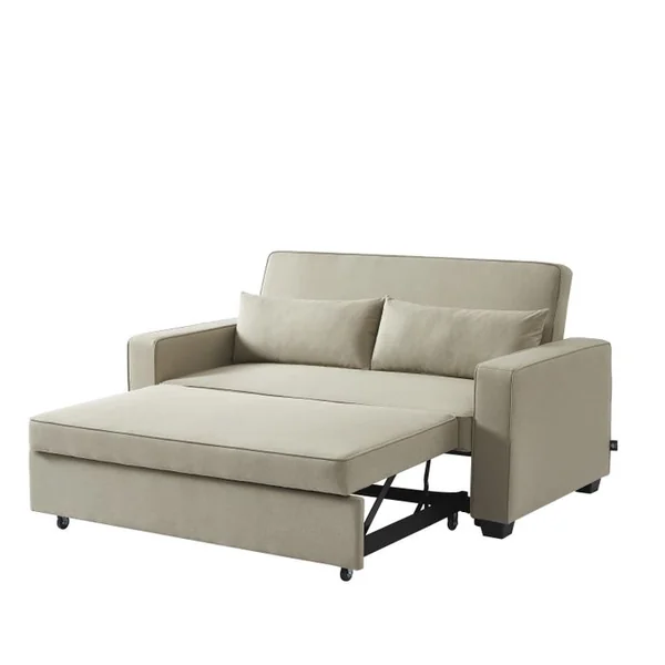 BAÏTA Canapé Droit Lena Convertible Tissu Grège 3 Places