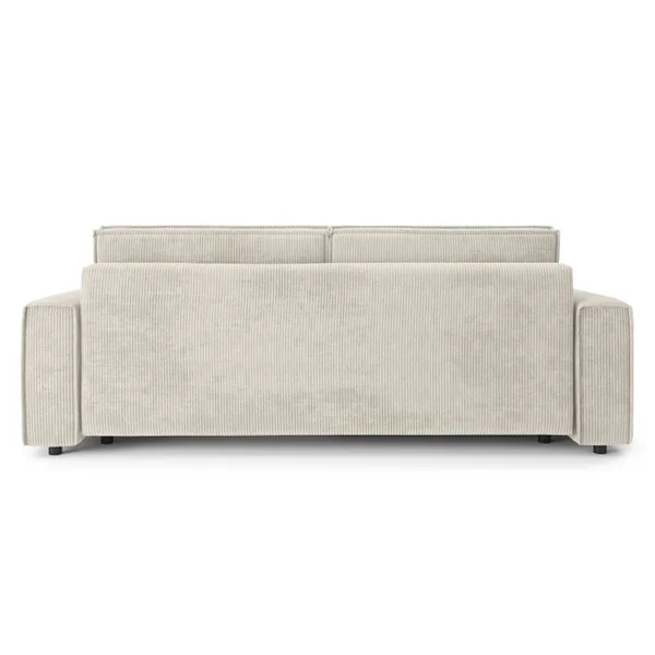 BAÏTA Canapé Droit Mira Convertible Velours Côtelé Beige 3 Places