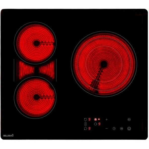 BELDEKO Plaque De Cuisson Vitrocéramique 3 Zones - Flex - Encastrable - 7400 W - Grand Foyer Extensible