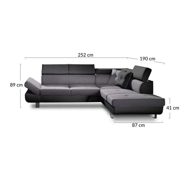 BEST MOBILIER Canapé Angle Droit Convertible 5 Places Lisbona En Tissu Beige