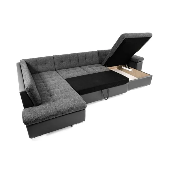 BEST MOBILIER Canapé Angle Gauche Convertible 7 Places Chuck En Tissu Gris