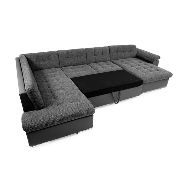 BEST MOBILIER Canapé Angle Gauche Convertible 7 Places Chuck En Tissu Gris