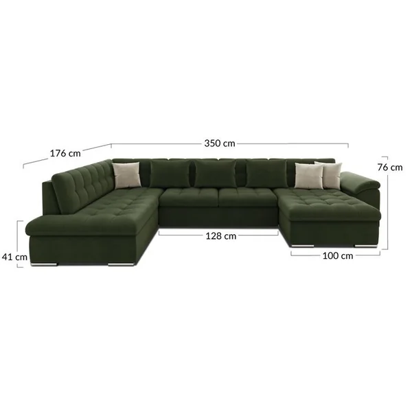 BEST MOBILIER Canapé Angle Gauche Convertible 7 Places Chuck En Tissu Gris